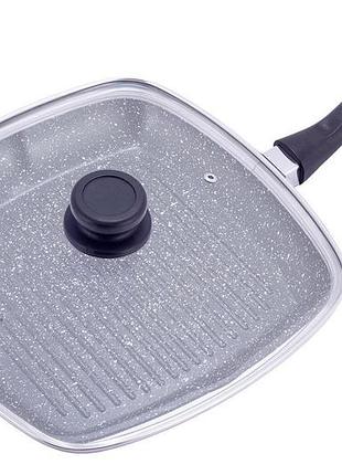 Сковорода-гриль антипригарна kamille 280 мм black marble (4431)