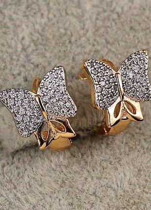 Сережки xuping jewelry бантики з родієм 1.1 см золотисті