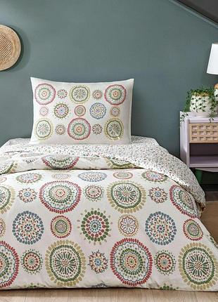 Односпальный комплект tac ramona beige ранфорс / простынь на резинке