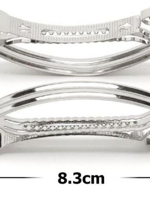 Металлическая основа заколка (автомат) 8,3 см, цвет-серебро, арт 017518, 1 шт, серебристый