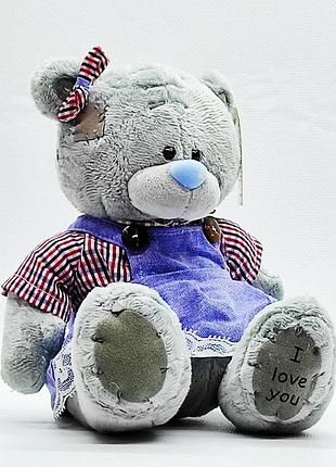 М'яка іграшка тедді 0933933 у картатій сорочці дівчинка
