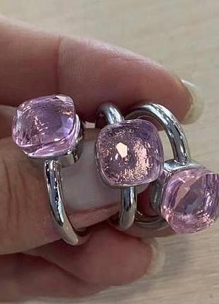 Помеллато кольцо посеребрение с розовым кристаллом / имитация розового сапфира / кольцо с розовым камнем