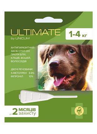 Капли от блох, клещей, вшей и власоедов ultimate для собак 1-4 кг (s-метопрен, фипр) 0,6 мл
