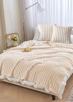 Набор плед двуспальный с двумя подушками koloco "королевский шарпей" (40861) айвори