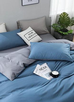 Постельное белье на резинке евро макси поплин люкс микс джинс+циркон moonlight
