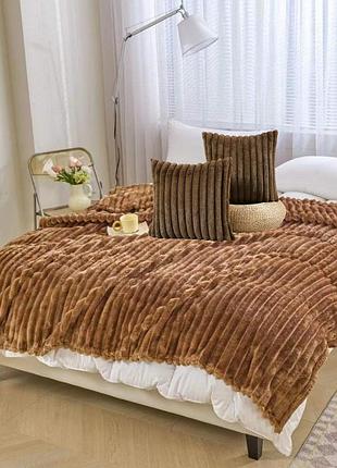 Набор плед двуспальный с двумя подушками koloco "королевский шарпей" (40853) темно-коричневый