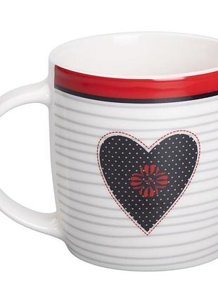 Чашка порцелянова 400 (мл) для чаю та кави з серцем lugi rx-n240147wb