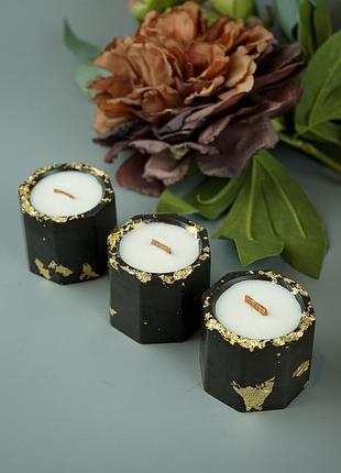 Набор ароматических соевых свечей в гипсовых кашпо mini 2.0, 3шт fresh & amber