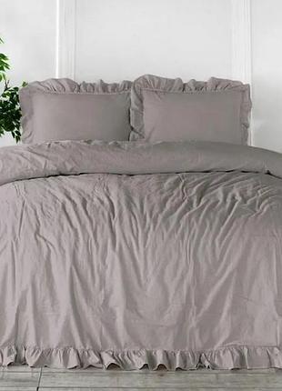 Красивый серый комплект постельного белья 160 х 220, хлопковое постельное белье турция полуторка limasso