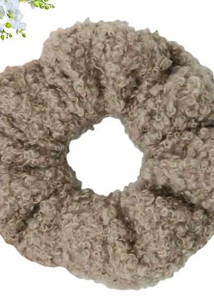 Гумка для волосся teddy max hand made 12 см букле світло коричневий