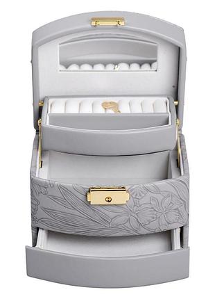 Скринька для прикрас з еко шкіри 3 яруси із замком органайзер для ювелірних виробів hp-5-23g