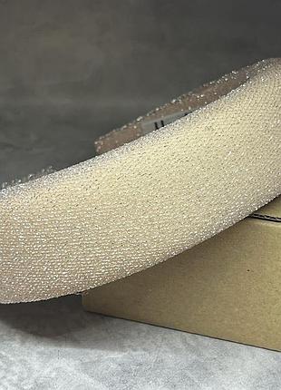 Широкий обруч для волос (ткань люрекс нить), ширина 4 см, цвет персиковый, персиковый