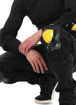 Комплект защиты soulriding sporttrade m-9331-led (колено, голень, предплечье, локоть) черный-желтый