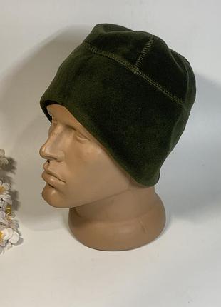 Шапка мужская флисовая подшлемник зеленая хаки н2289