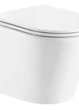 Унитаз подвесной безободковый белый mixxus premium bevel tornado3.0 515x355x365 сиденье с микролифтом mp6472