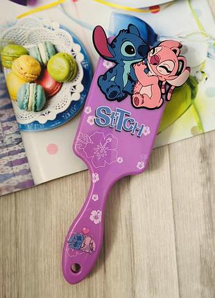 Гребінець щітка для волосся стич та ейнджел (stitch and angel) бузковий (1216)