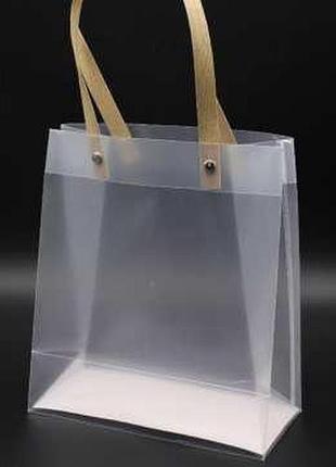 Подарункова коробка для квітів пластикова із ручками. 20х17х8.5см / подарункова коробка для квітів пластикова