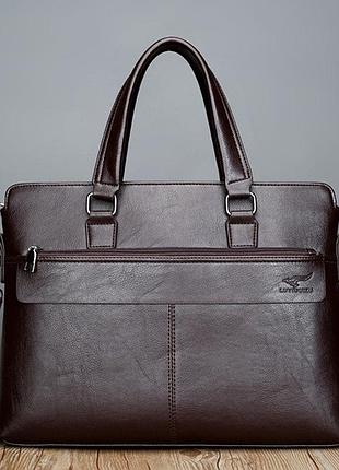 Мужская деловая сумка для документов офисная, модный мужской деловой портфель формат а4 черный коричневый