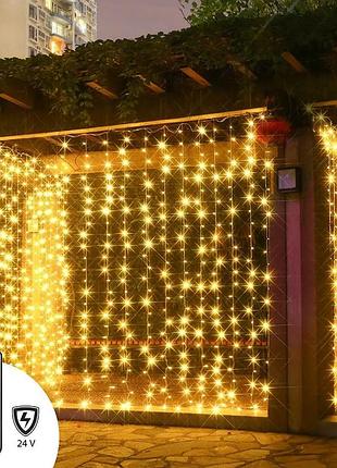 Гирлянда штора, rgb+теплый белый, amazon, германия