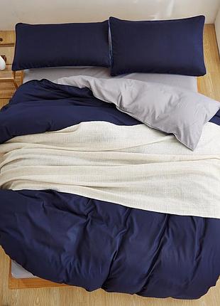 Постельное белье семейный поплин люкс микс кобальт+циркон moonlight