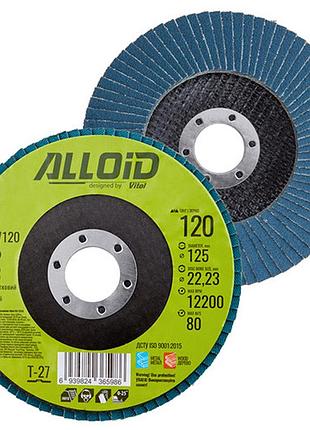 Alloid. круг лепестковый торцевой циркониевый 125 мм, зерно 120, t27