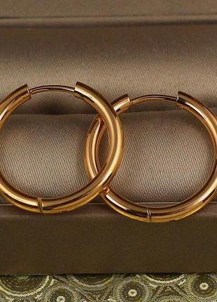 Серьги xuping jewelry гладкие колечки с округлыми краями 2 см золотистые