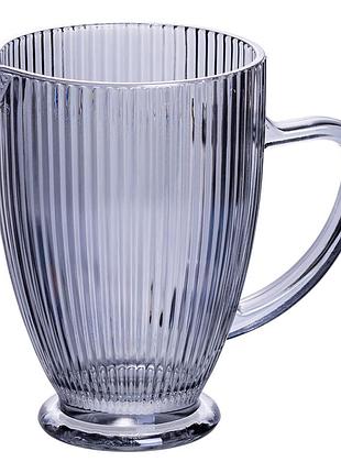 Кувшин для компота 1.2 (л) лимонада, мохито, сангрии прозрачный ребристый фигурный стеклянный 18.2 (см) серый hp-19-7118g