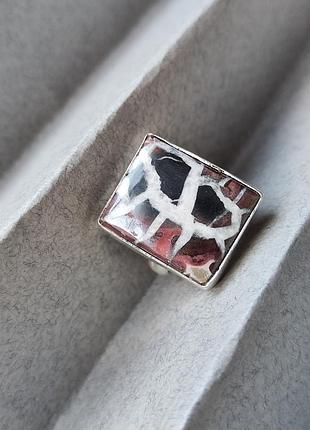 Кільце септарія квадрат. перстень з септарією. каблучка септарія. розмір 17,5. індія.