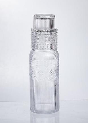 Кувшин 700 мл со стаканом 1 (шт) графин для компота сока воды лимонада кувшин для напитков прозрачный hp-19-l4