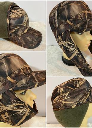 Немка-ушанка мужская из плащёвки камуфляжная коричневый 56-58