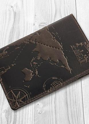 Красивое портмоне с натуральной кожи коричневого цвета, коллекция "7 wonders of the world"