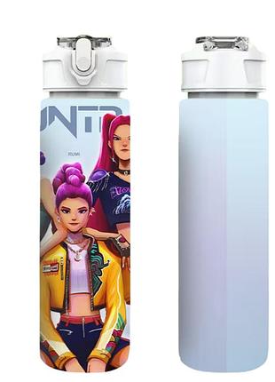 Детская бутылочка для воды с трубочкой кейпоп охотницы на демонов kpop demon hunters 750 мл