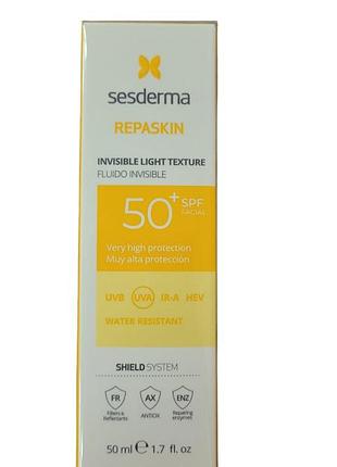 Сесдерма сонцезахисний флюїд для обличчя sesderma repaskin invisible fluid spf 50, 50 мл