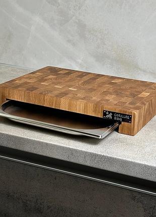 Дошка дубова торцева обробна з піддоном 40х30х6 см