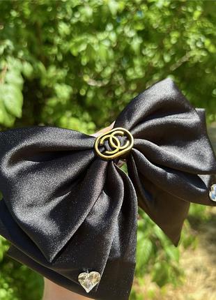 Заколка-бант для волос шанель с логотипом с камушком