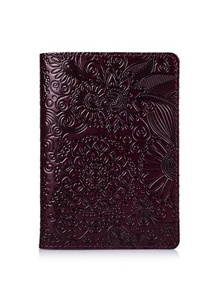 Оригинальная фиолетовая дизайнерская кожаная обложка для паспорта ручной работы