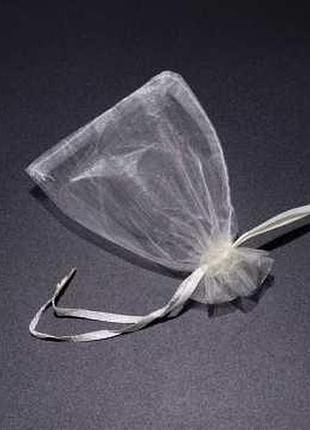 Подарункові мішечки пакетики з органзи для пакування подарунків колір "срібний". 9х12см / подарункові мішечки пакетики з органзи