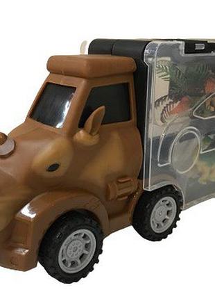 Ігровий набір машинка-носоріг + фігурки динозаврів (animal truck suit) aurora