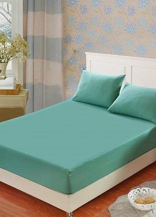 Простынь на резинке 140х190х25см поплин люкс аква moonlight