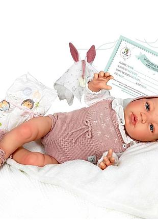 Іспанська лялька реборн вініл силіконовий новонароджений пупс преміум 3d розпис nines d'onil sandra pink 48 см