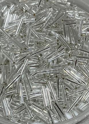 Бисер preciosa 951\5\78102, стеклярус 12 мм, блестящий, серебристый, 5 грамм, серебристый