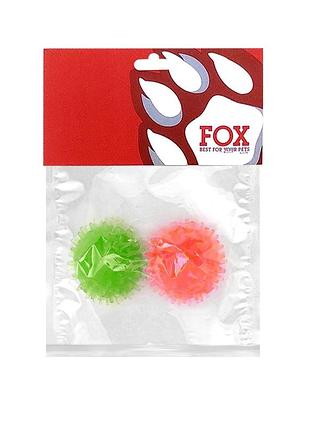 Набор игрушек для собак тм "fox" "мячи с шипами" оранжевый+зеленый, 4 см (с запахом ванили)