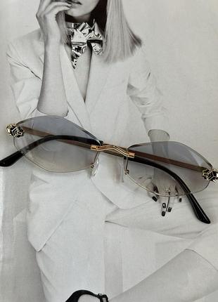 Уценка женские безоправные очки шестиугольные голубо-желтый+золото (1145-0)