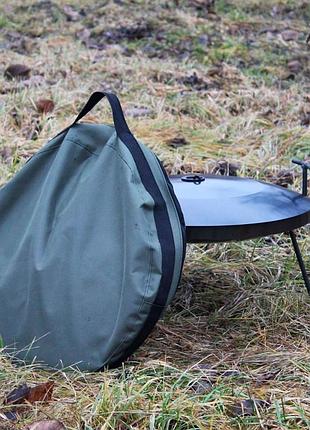 Сковорода маленькая с крышкой и чехлом из диска бороны туристическая