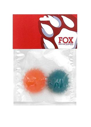Набор игрушек для собак тм "fox" "мячи с шипами" синий+оранжевый, 4 см (с запахом ванили)