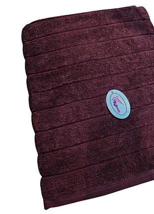 Полотенце банное koloco "объемные полосы" махра 70 х 140 см (41176) темно-коричневый