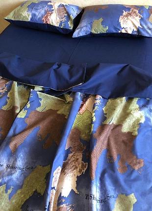 Постельное белье бязь карта мира двуспальный