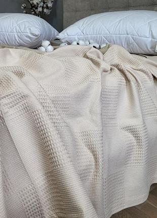 Простирадло-покривало піке 140х220см тм комфорт текстиль вафелька беж