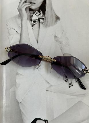 Женские безоправные очки шестиугольные фиолетовый+золото (1145)