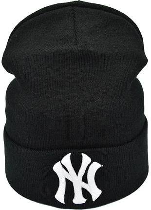 Трикотажна шапка "hip hop shop new york" (чорна) ост